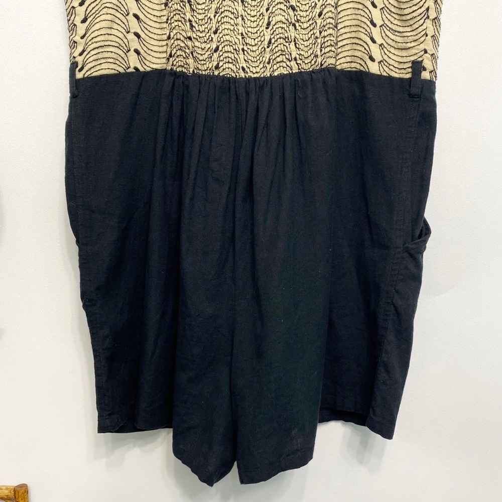 anthro | lilka banana bunch embroidered romper linen smocked s - Picture 5 of 13